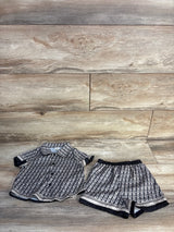 NEW Shein 2pc Button-Up Shirt & Shorts Set Beige sz 6-9m