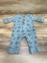 Rabbit + Bear Organic Henley Bear Print Coverall Blue sz 0-3m