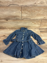Ralph Lauren Belted Fit-and-Flare Denim Shirtdress Blue sz 2T