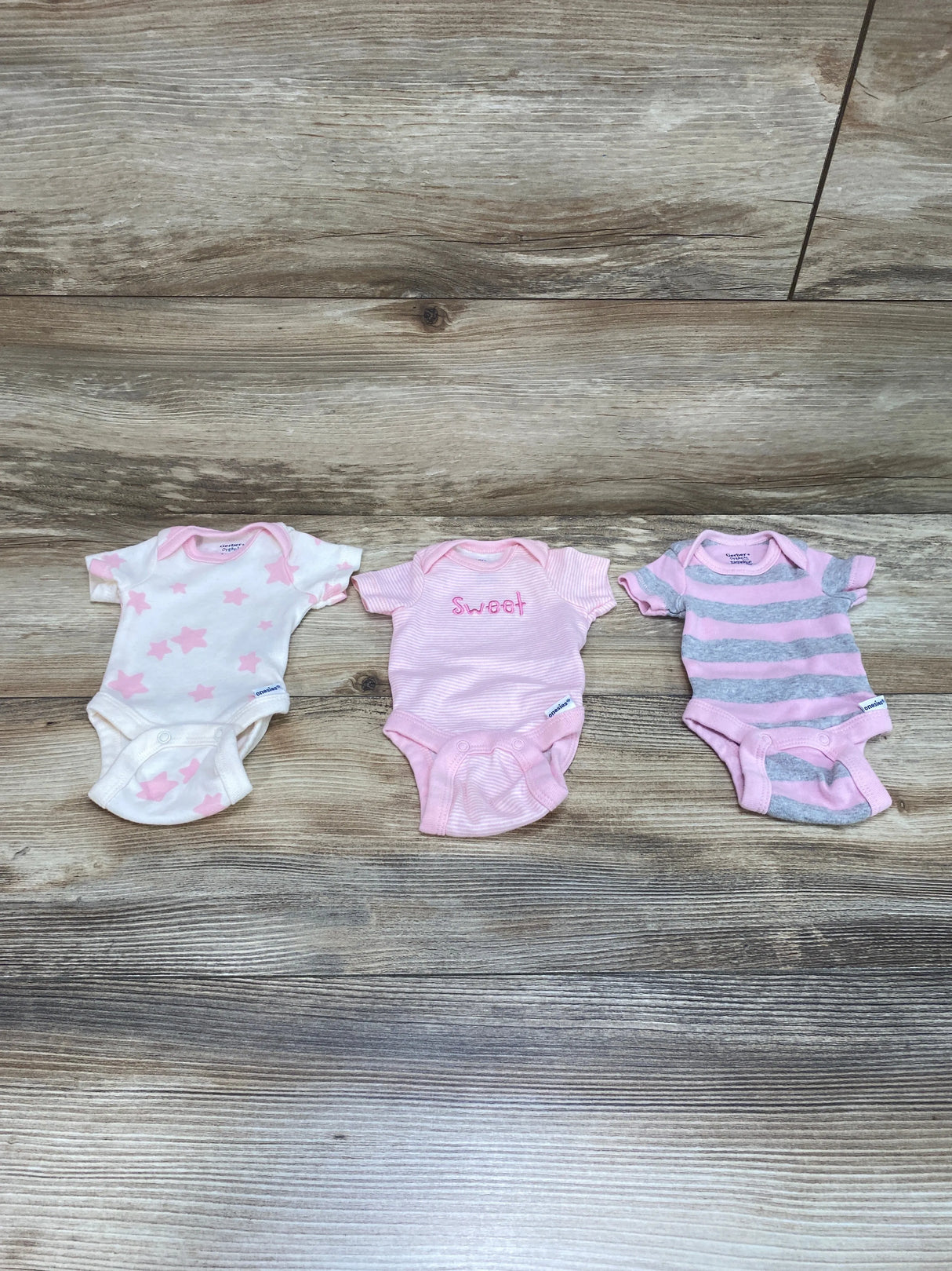 Gerber 3pk Bodysuits White/Pink sz Preemie