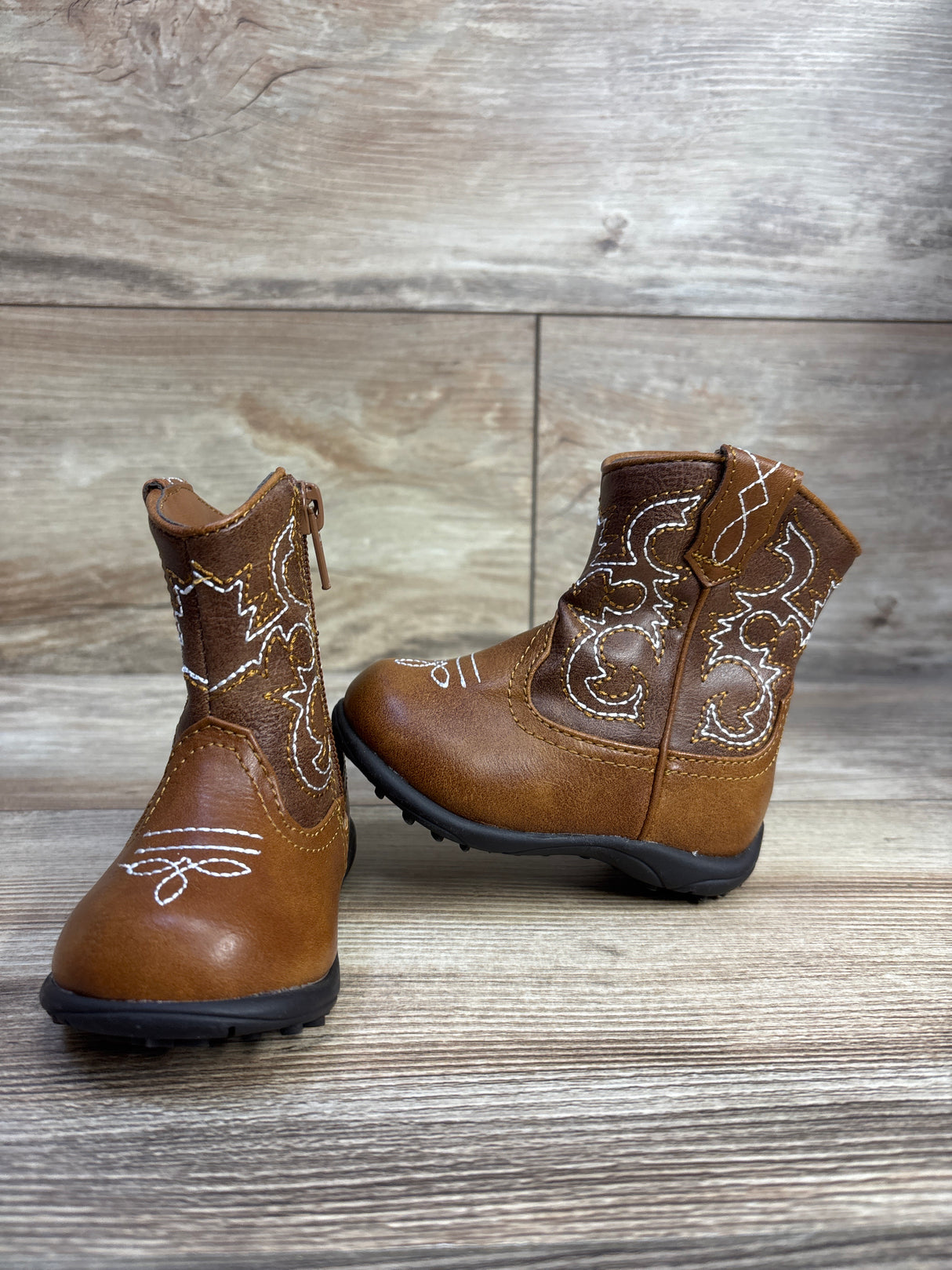 Wonder Nation Faux Leather Western Boots, Brown sz 3c