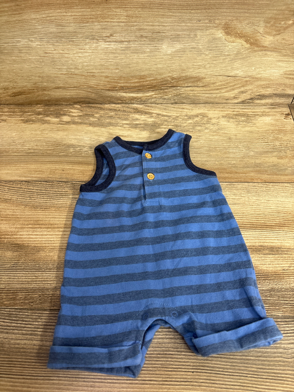 Cat & Jack Striped Henley Tank Shortie Romper Blue sz Newborn