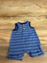 Cat & Jack Striped Henley Tank Shortie Romper Blue sz Newborn