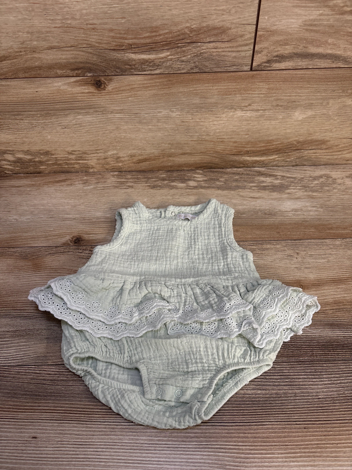 RZ by Rachel Zoe Eyelet Gauze Bodysuit Dress Green sz 6/9m