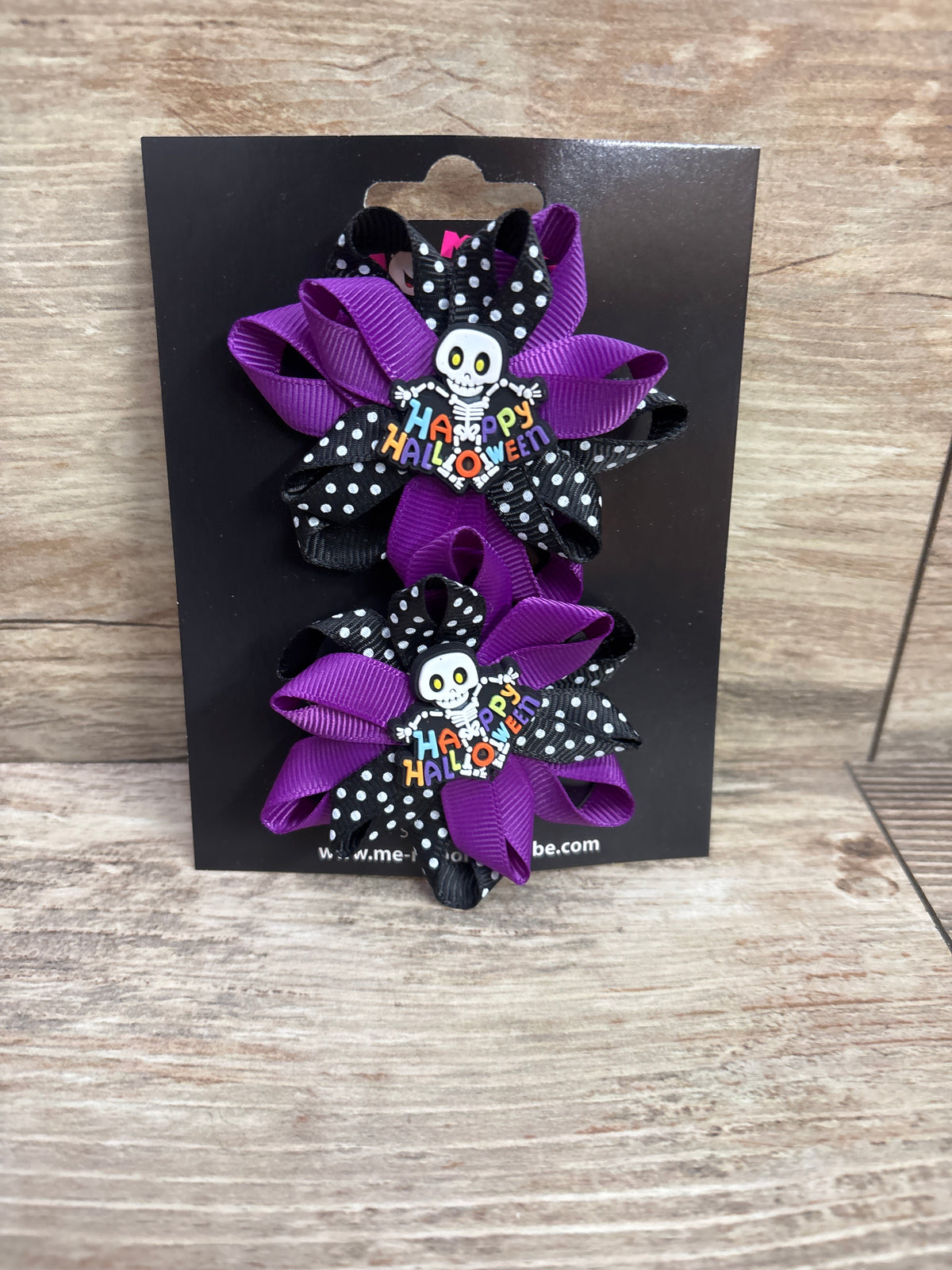 NEW Happy Halloween Applique Hair Bows 2pk Purple