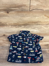 Old Navy Linen Boat Button Up Shirt Navy sz 6-12m