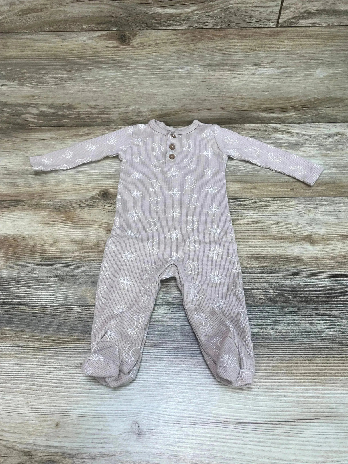 Rabbit Moon Organics Henley Footie Beige sz 3-6m