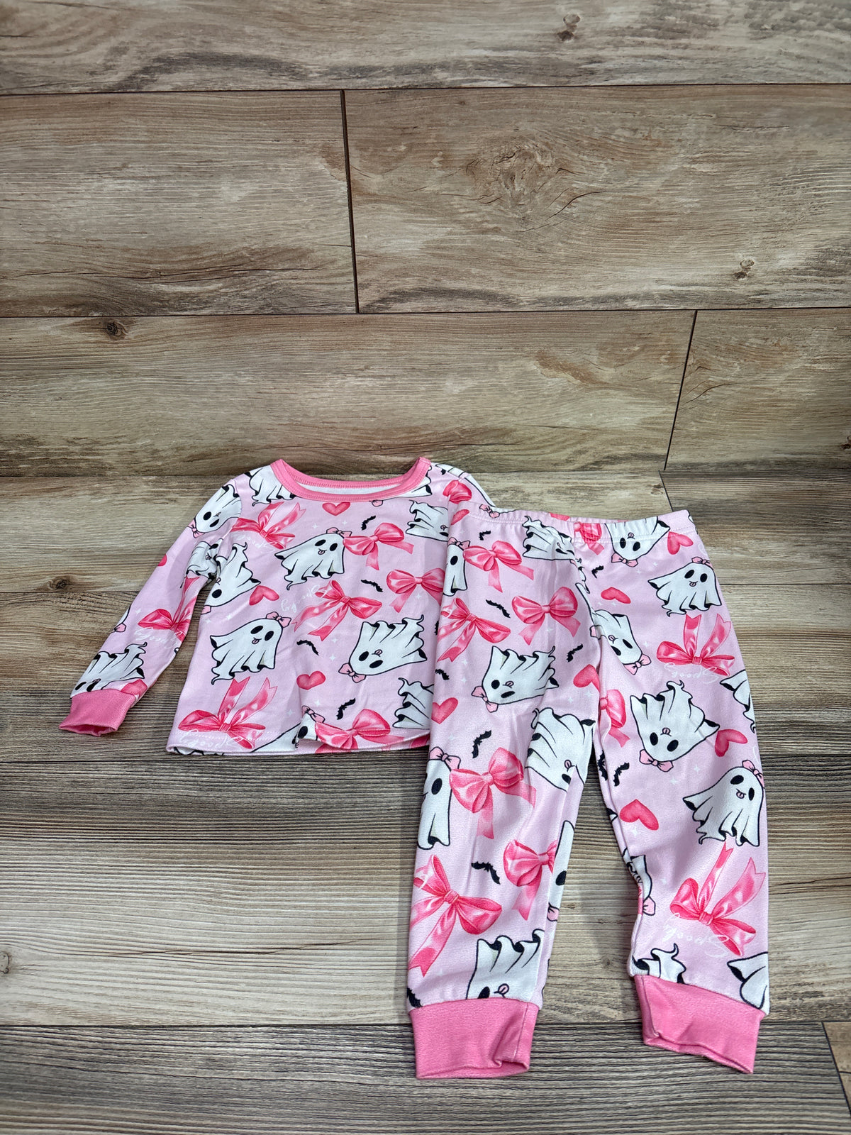 Shein 2pc Ghost Print 2pc Pajama Set Pink sz 3T