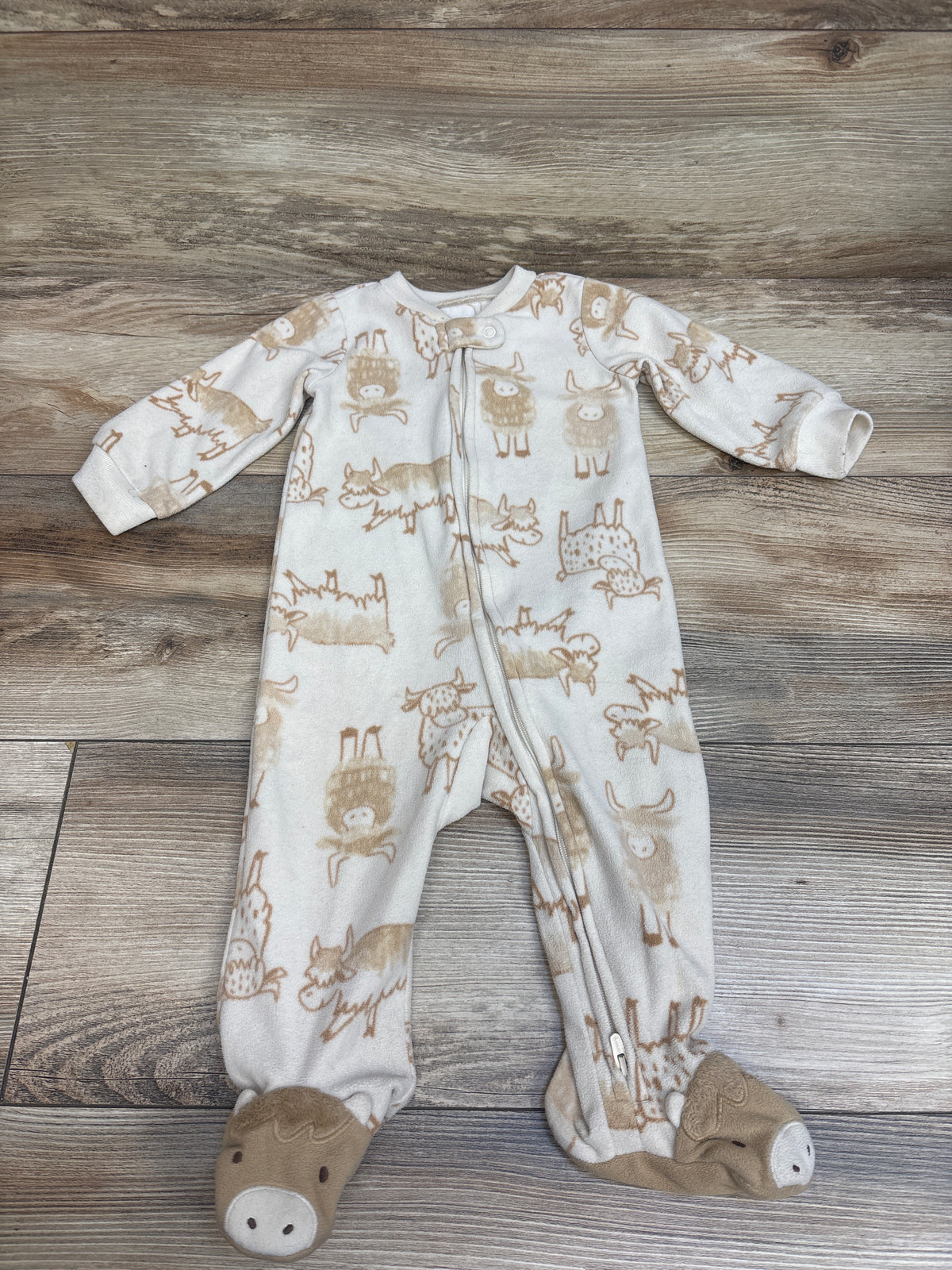 Carter's Highland Cow Blanket Sleeper Beige sz 9m