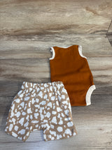 Okie Dokie 2pc Big Cat Bodysuit & Bottoms Set Rust sz Newborn