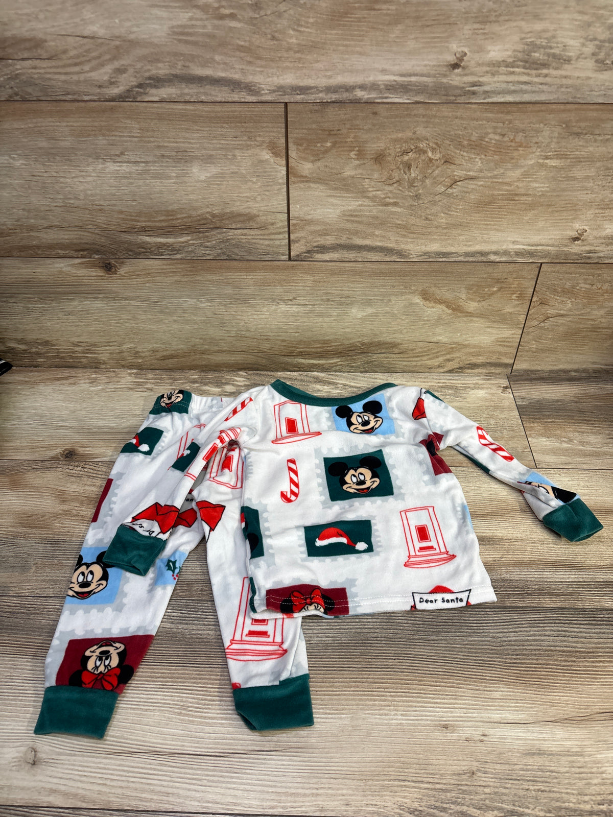 Disney 2pc Mickey Mouse Christmas Pajama Set White sz 2T