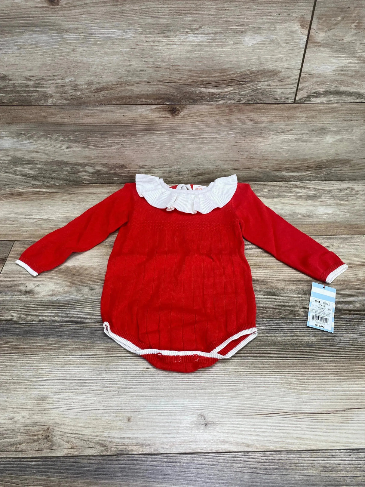 NEW Cat & Jack Ruffle Collar Romper Red sz 18m