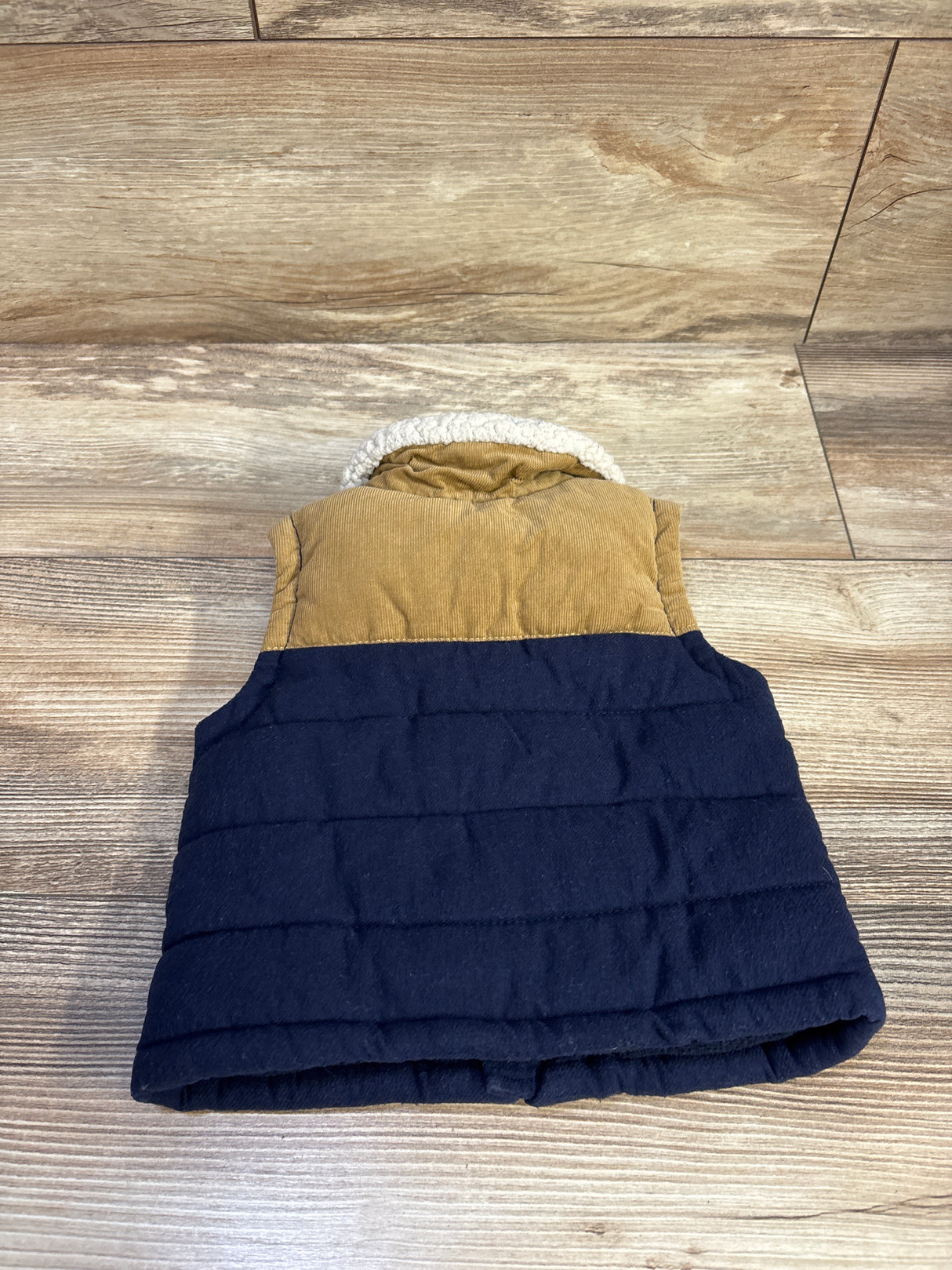 Old Navy Sherpa-Collar Color-Blocked Flannel Vest Navy sz 3-6m