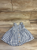 H&M Checkered Ruffle-Trimmed Dress Blue sz 9m