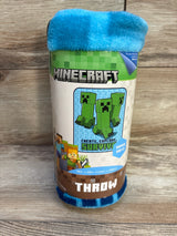 NEW Minecraft Creeper Mob Create, Explore, Survive Throw Blanket, 46" X 60"