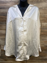 NEW Isabel Maternity Satin Button Up Shirt White sz Large