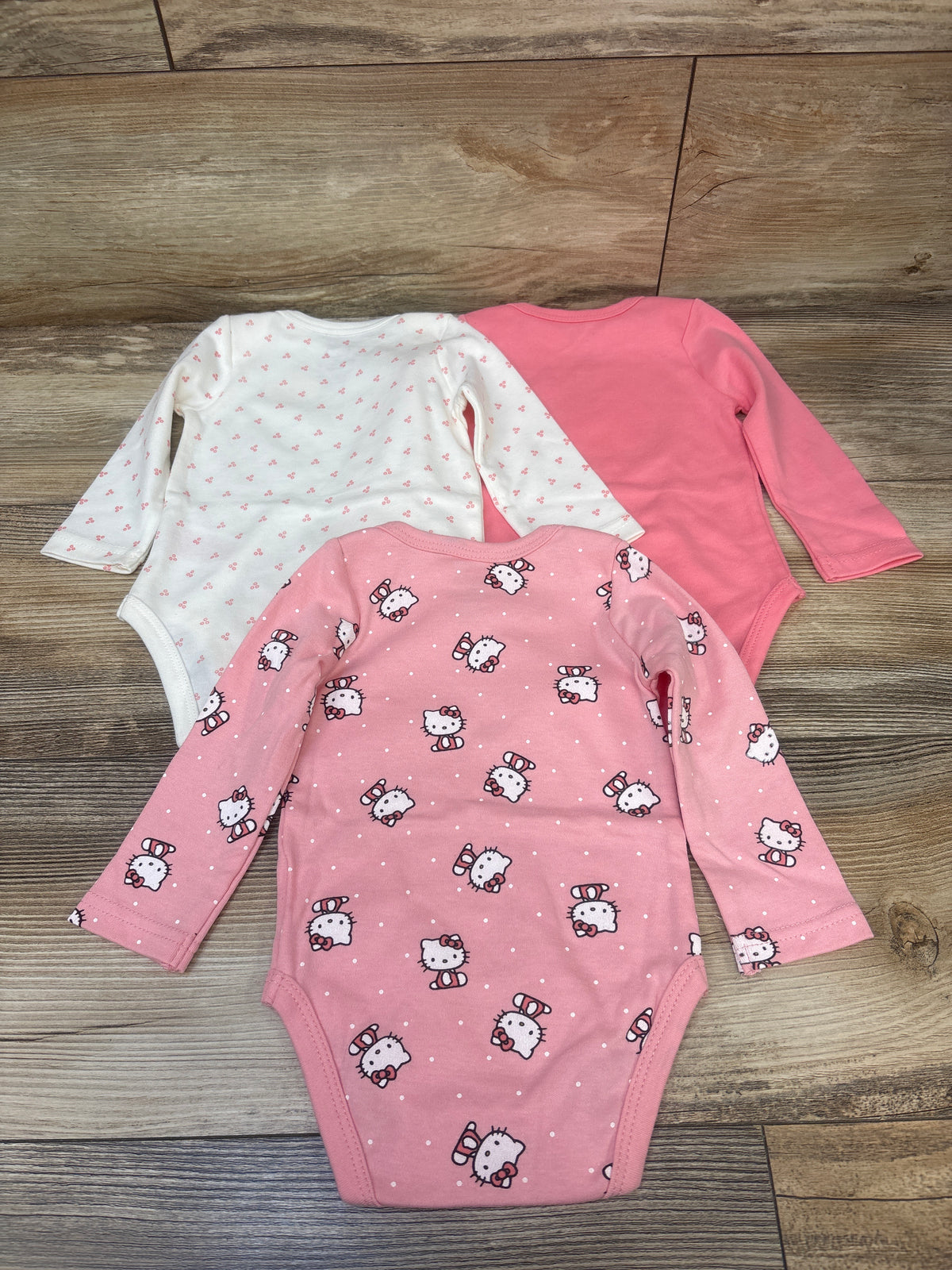 NEW Hello Kitty 3pk Long Sleeve Bodysuits Pink sz 9m