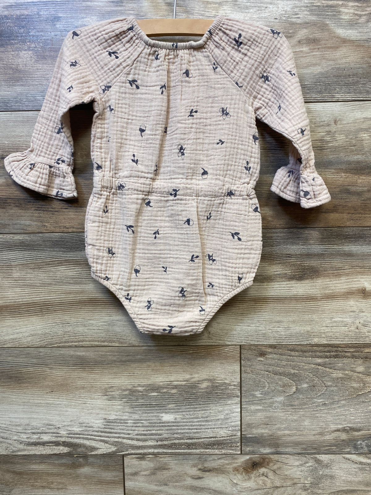 Grayson Mini Long Sleeve Gauze Acorn Bubble Romper Beige sz 18m