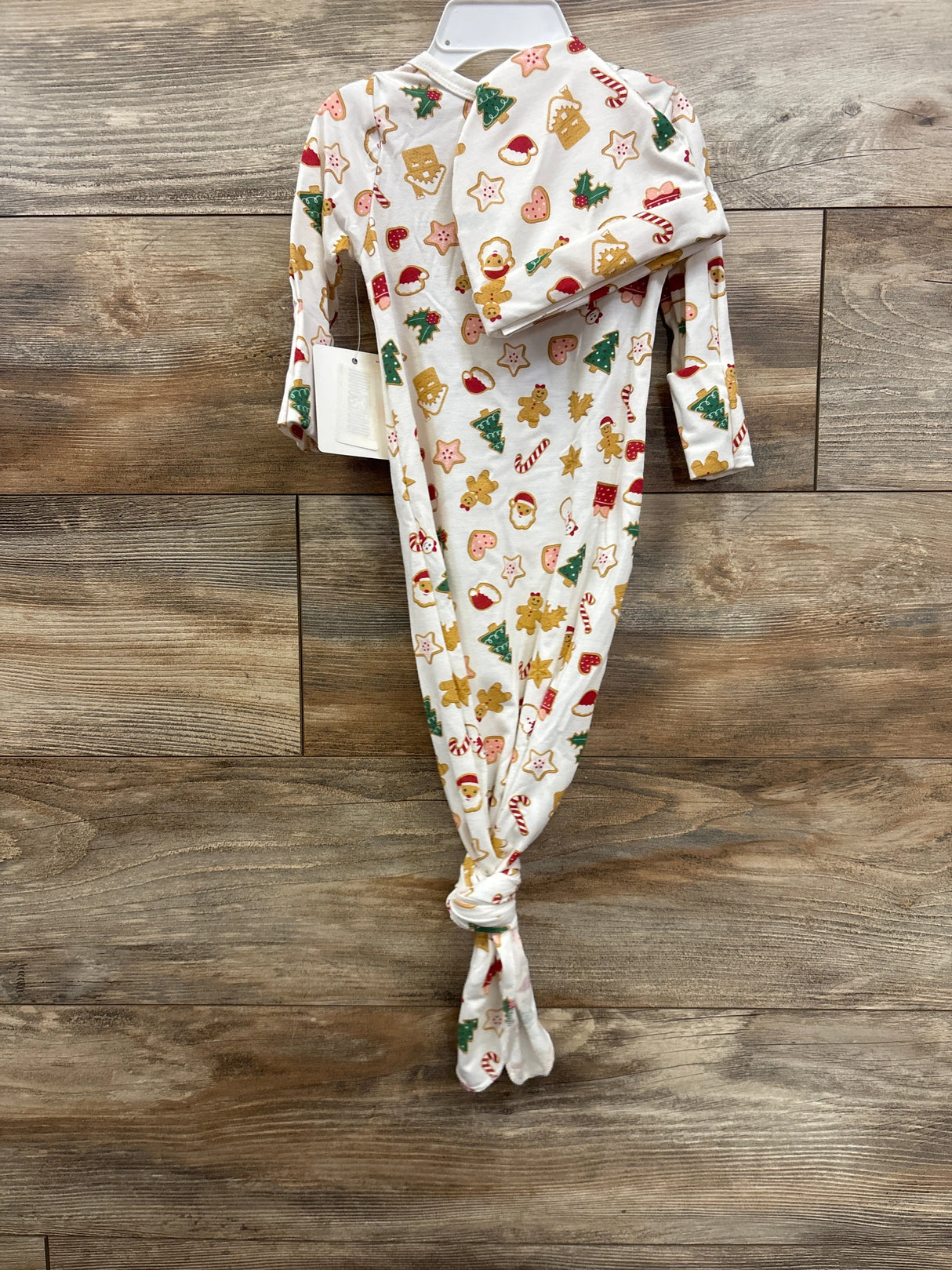 NEW Starting Out 2pc GInger Bread Knotted Sleeper Gown White sz 0-6m