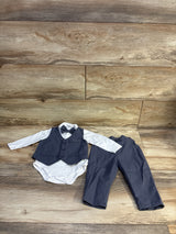 Generic 4pc Suit Set White/Grey sz 6-9m