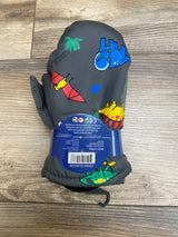 NEW ThermaWear Kid's Ski Dinosaur Charcoal Mittens OSFM (1-3Y)