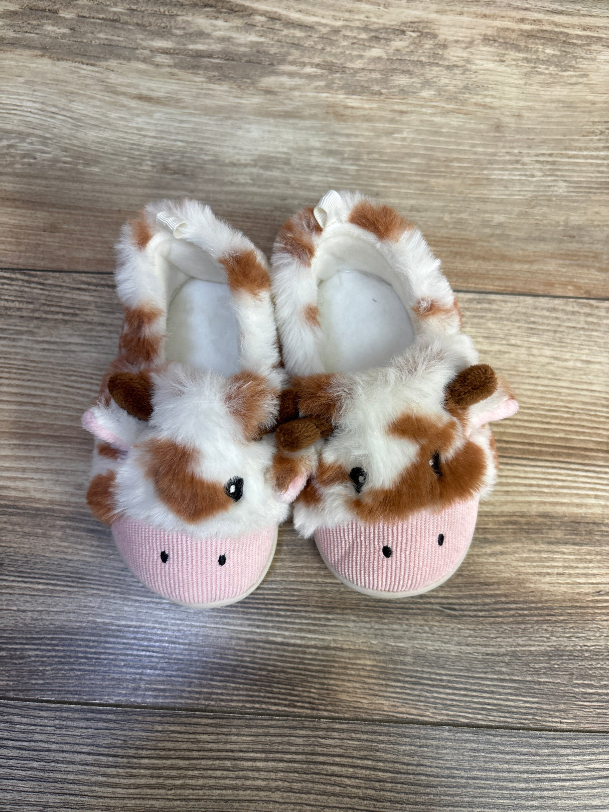 Wonder Nation Fuzzy Cow Slippers White sz 6c