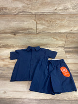 NEW Wonder Nation 2pc Button-Up Shirt & Shorts Set Navy sz 3T