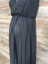 Maternity Sheer Open-Belly Lace Photoshoot Dress Black sz Small