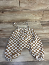 Checkered Sleeveless Jumpsuit Beige sz 12m