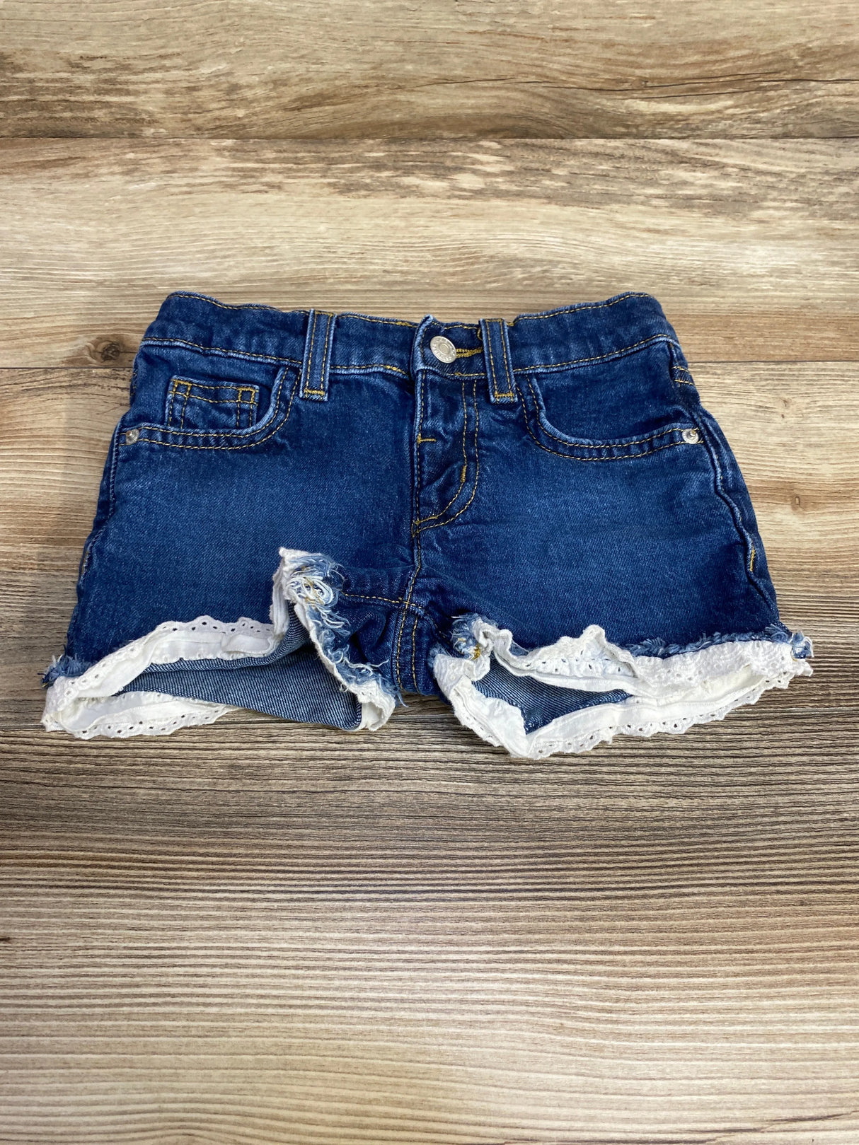 Cat & Jack Eyelet Trim Denim Shorts Blue sz 5T