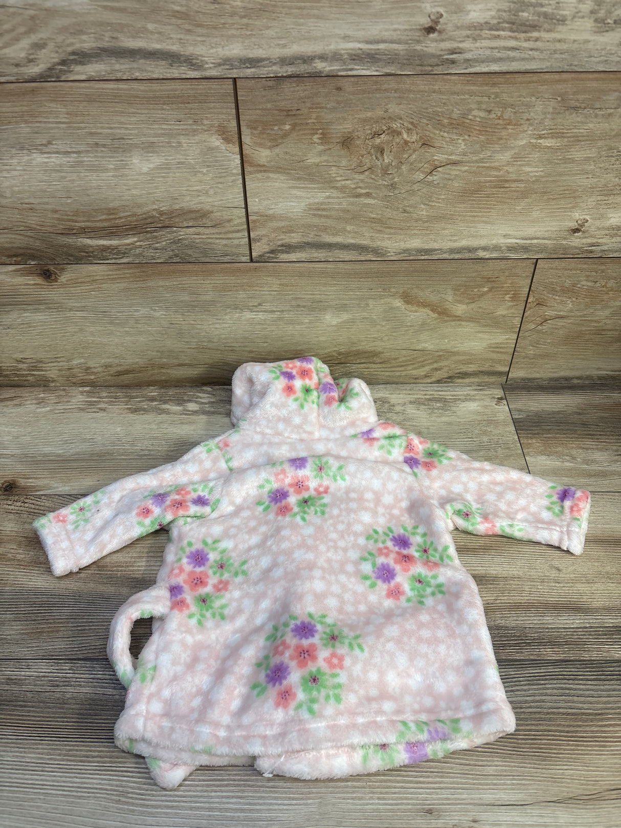 Floral Plush Hooded robe Pink sz 0-9m