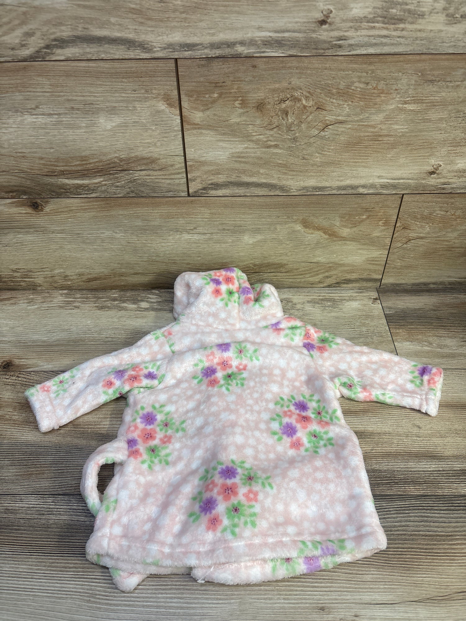 Floral Plush Hooded robe Pink sz 0-9m
