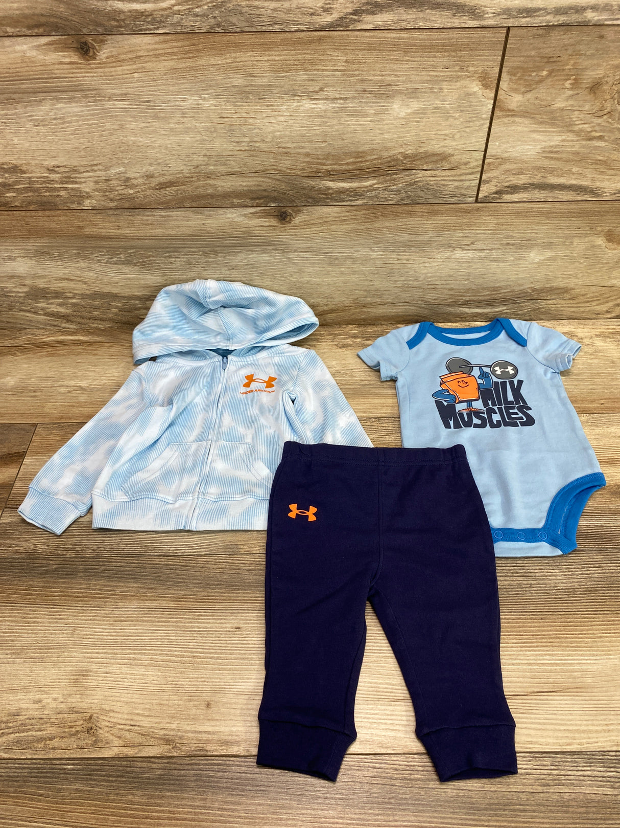 Under Armour 3pc Full Zip Hoodie Set Blue sz 3-6m