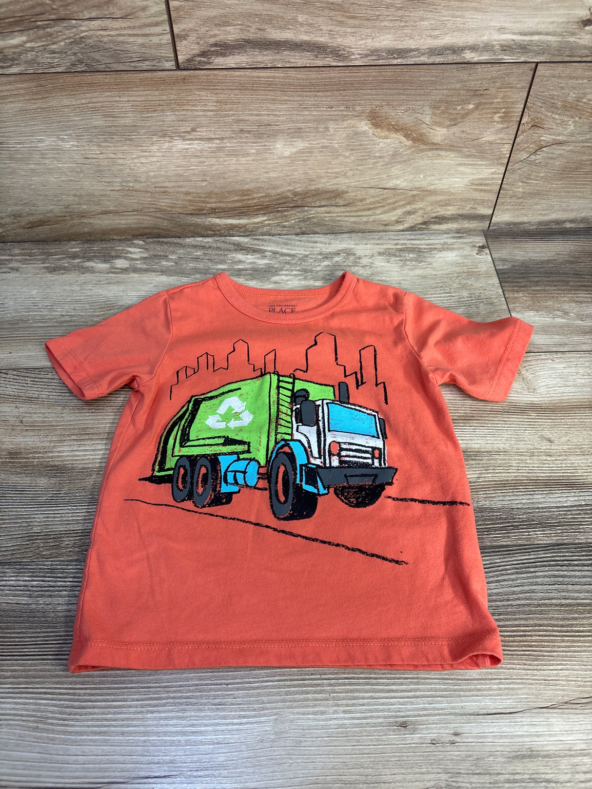 Children's Place Recycle Truck Shirt Orange sz 3T