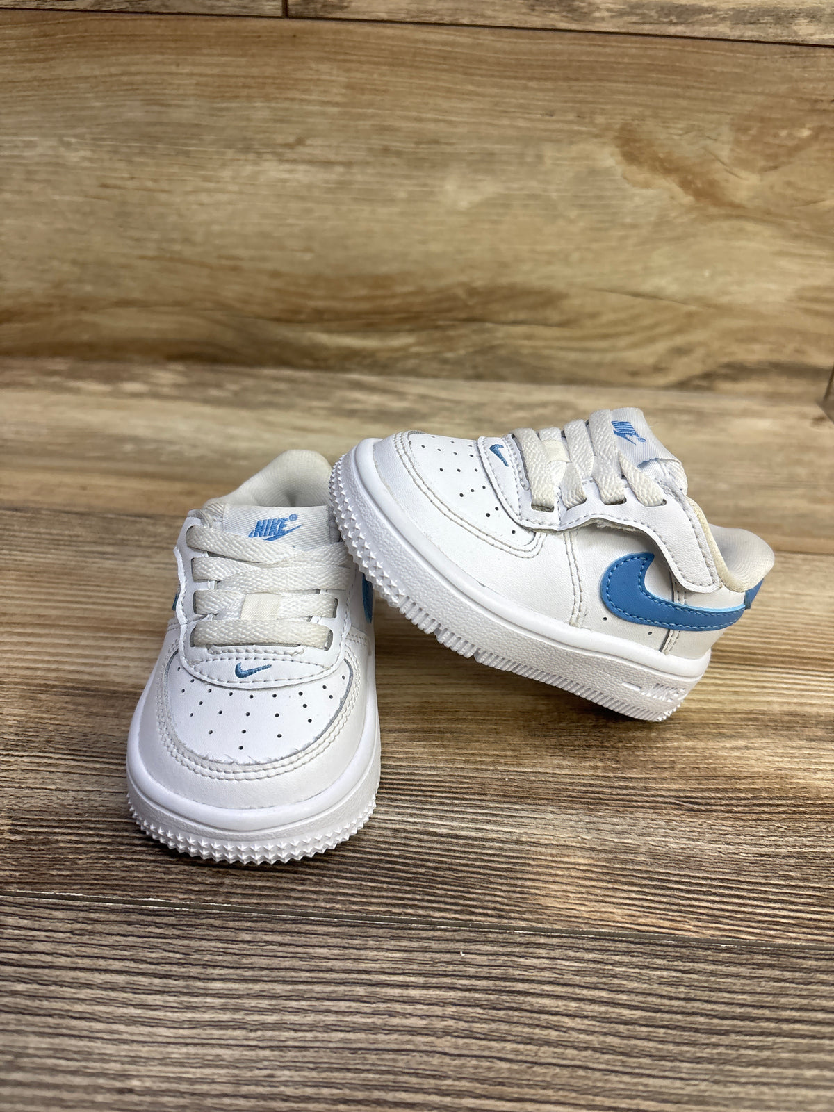 Nike Force 1 Low EasyOn TD 'White Blue Beyond' Sneakers sz 3c