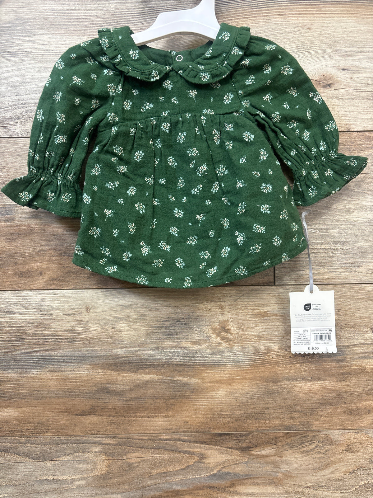 NEW Cloud Island 2pc Long Sleeve Dress & Bloomers Set Green sz Newborn