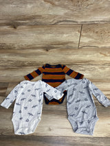 Carter's 3pk Long Sleeve Bodysuits Grey sz 6m