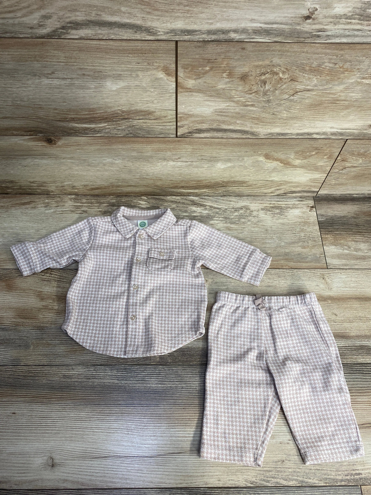 Little Me 2pc Tweed Button Up Shirt & Pants Set Pink sz 3m