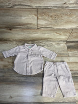 Little Me 2pc Tweed Button Up Shirt & Pants Set Pink sz 3m