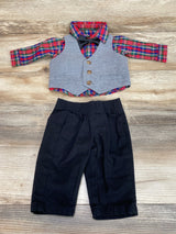 Wonder Nation 4pc Plaid Vest Set Red/Grey sz 0-3m