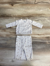 Just One You 2pc Heart Print Kimono Set Taupe sz Newborn
