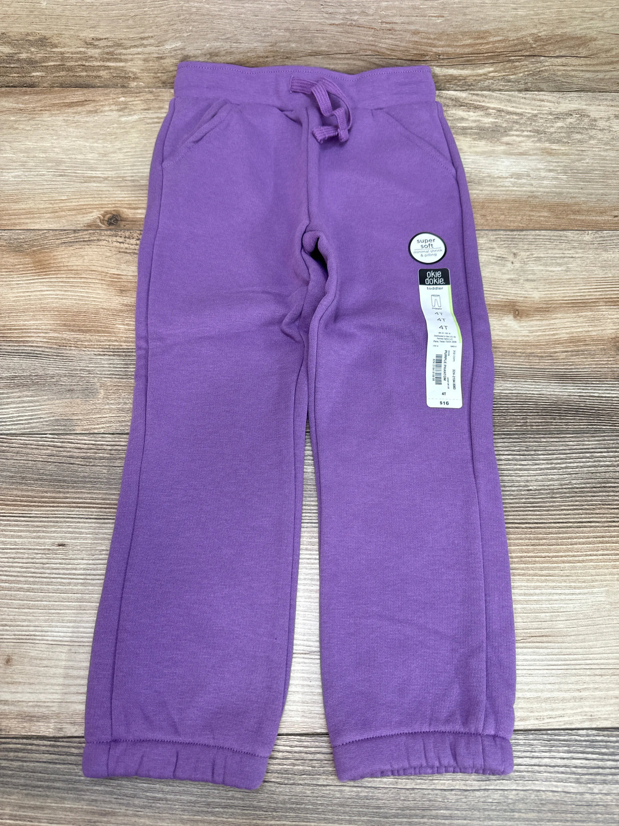 NEW Okie Dokie  Cuffed Fleece Jogger Pants in Purple Phantom sz 4T