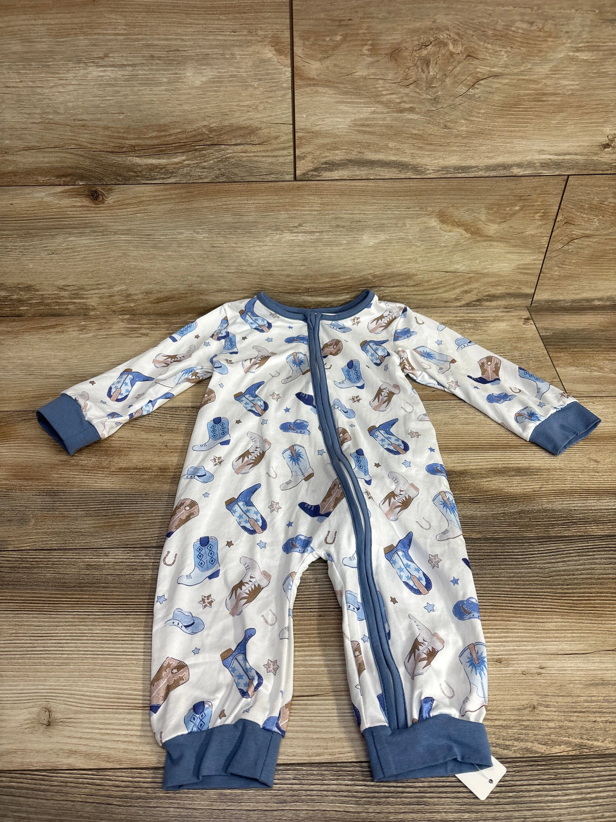 Western Print Sleeper White 12-18m