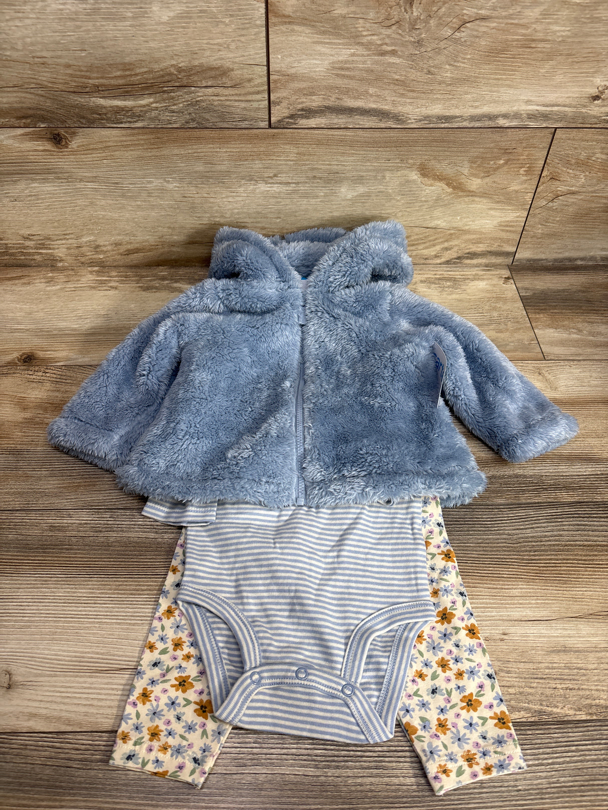 NEW Carter's 3pc Plush Full Zip Jacket Set Blue sz 12m