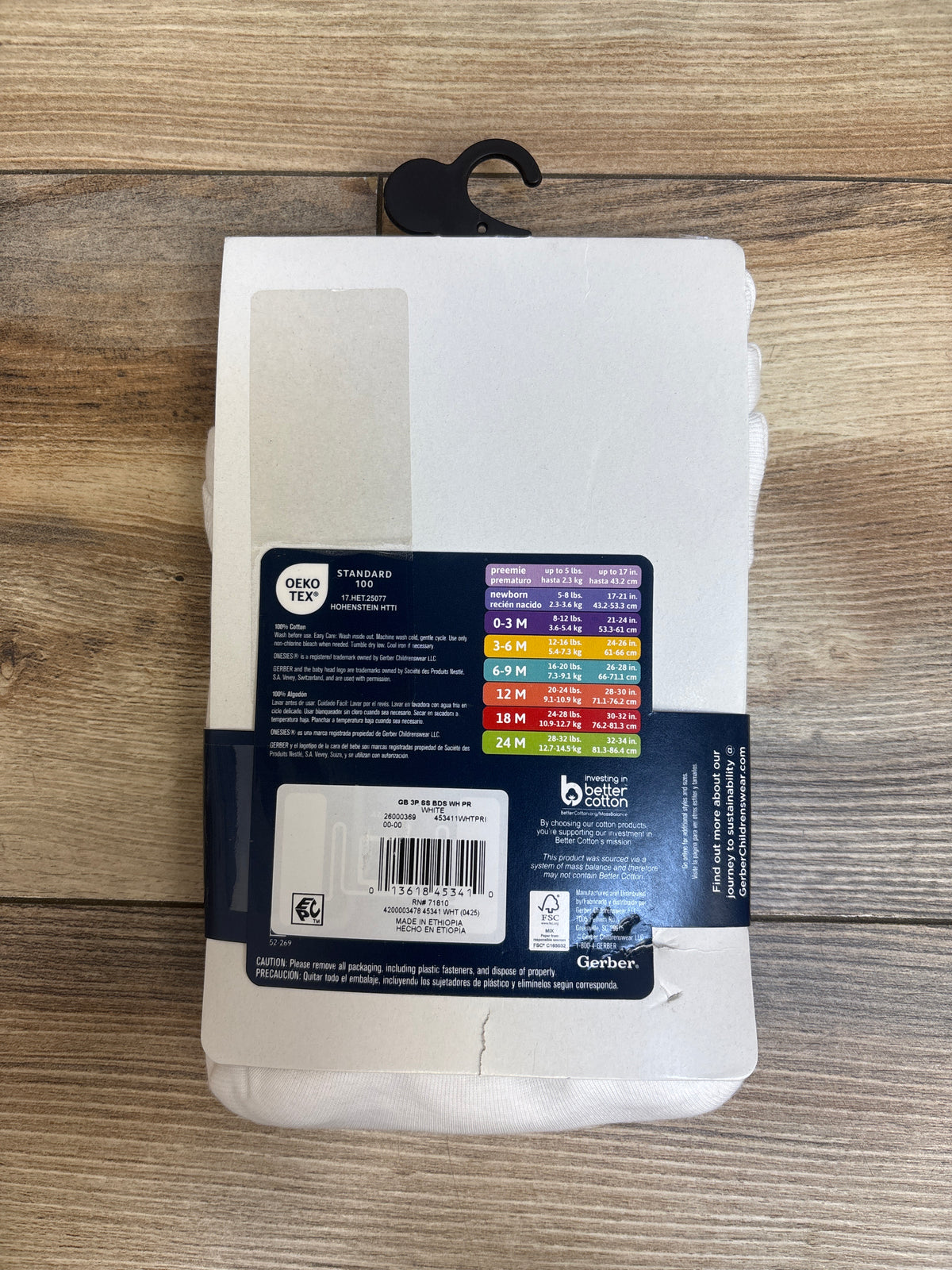 NEW Gerber 3pk Bodysuit Set White sz Preemie