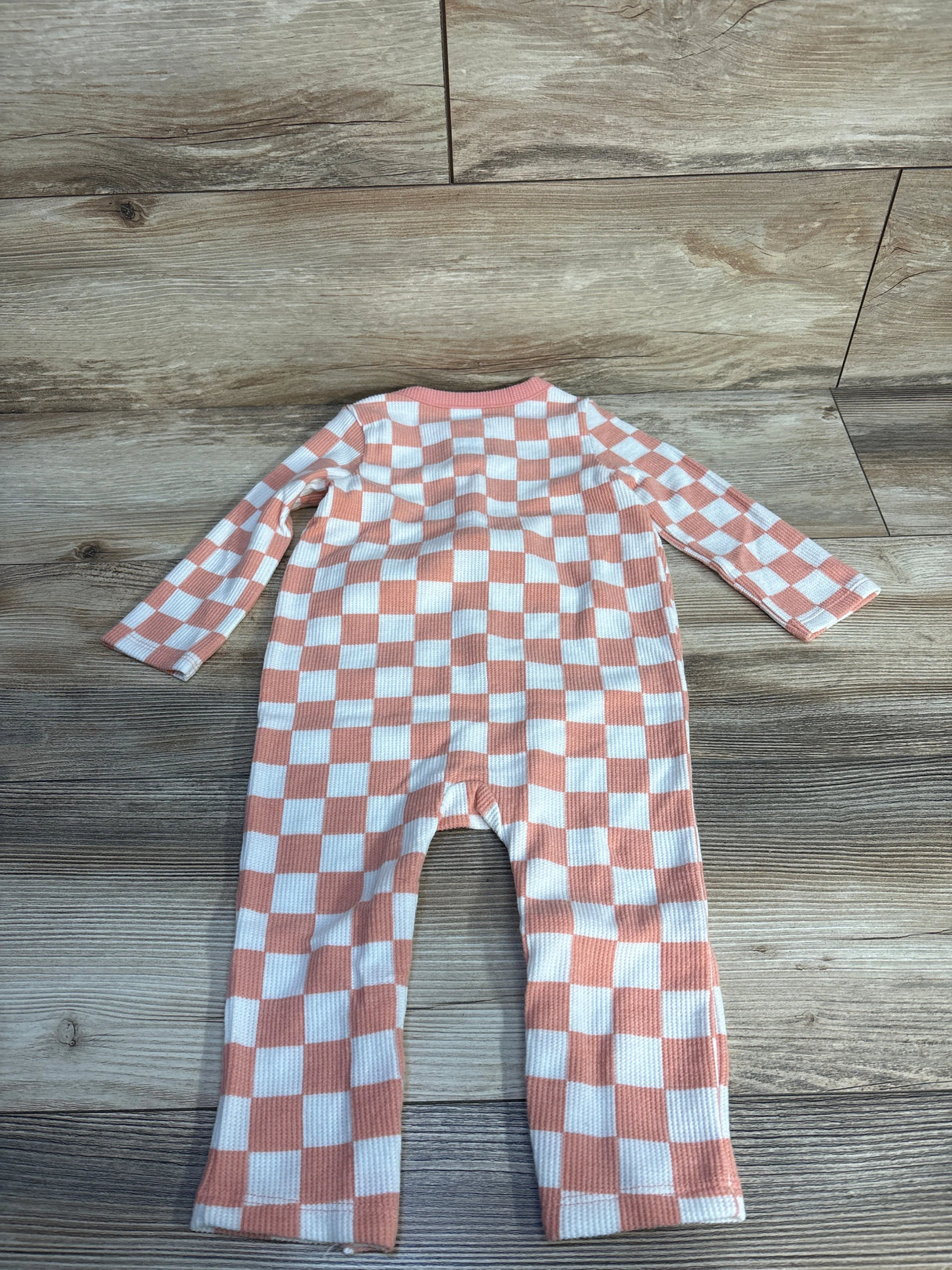 Cat & Jack Thermal Checkered Print Coverall Pink sz 12m