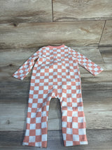 Cat & Jack Thermal Checkered Print Coverall Pink sz 12m