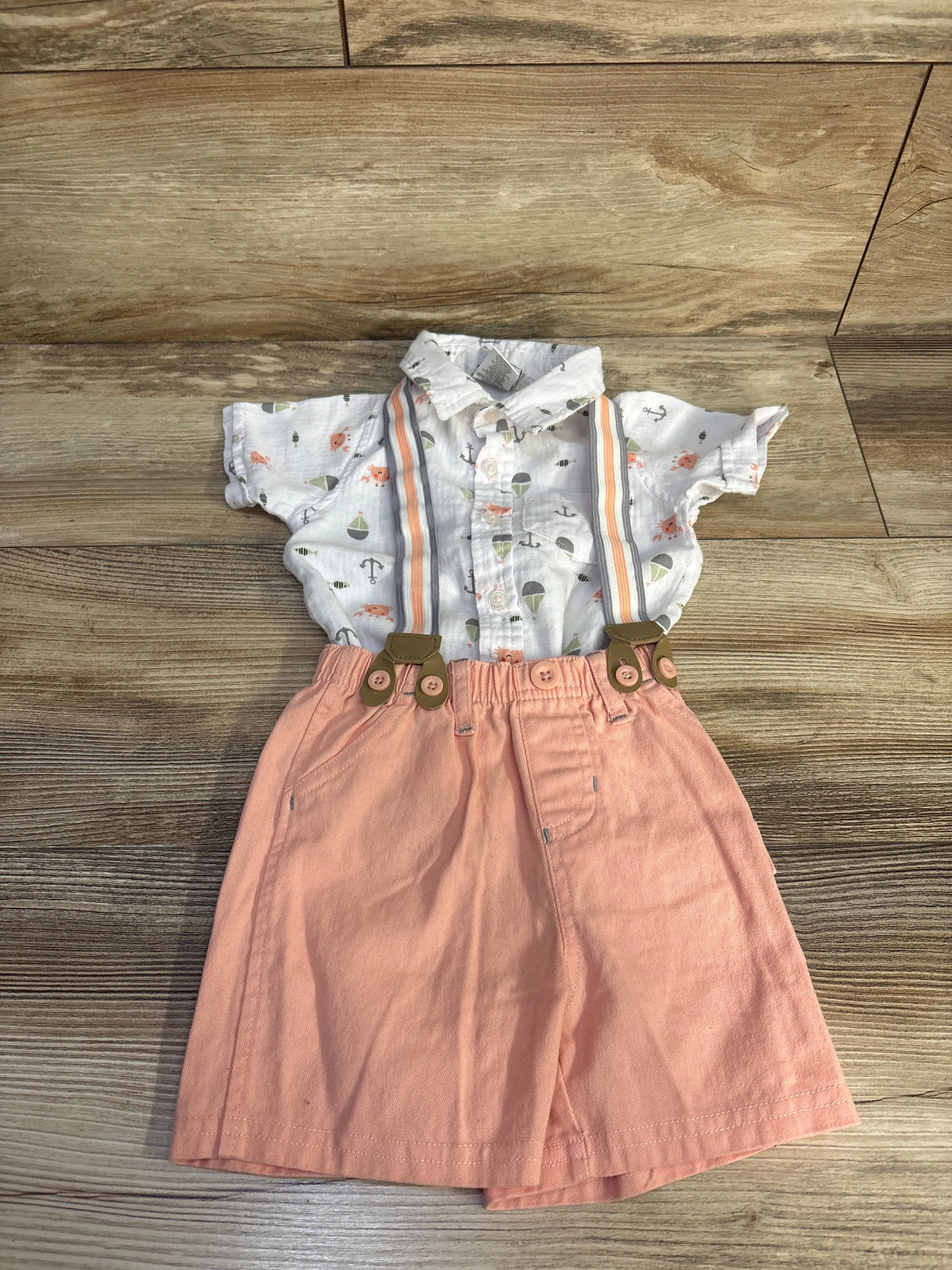 Dapper Dude 3pc Suspender Set Peach sz 12m