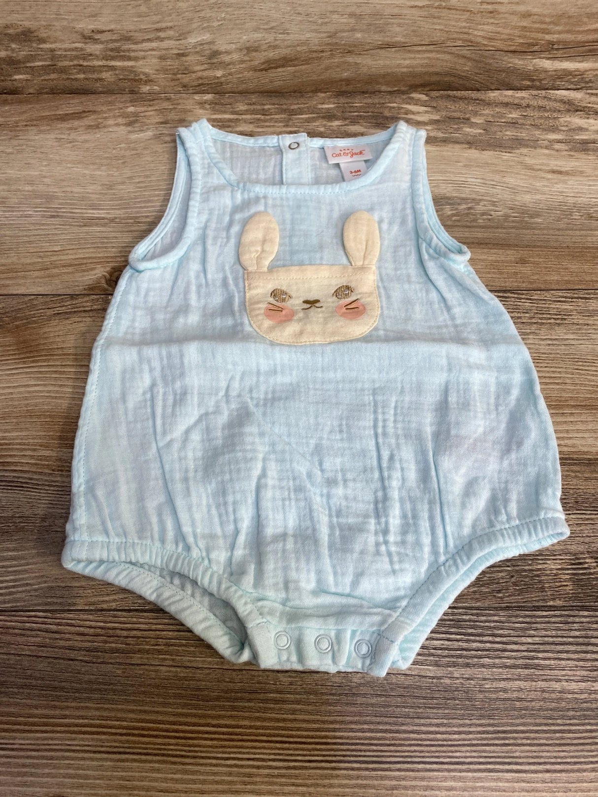 Cat & Jack Gauze Bunny Romper Blue sz 3-6m