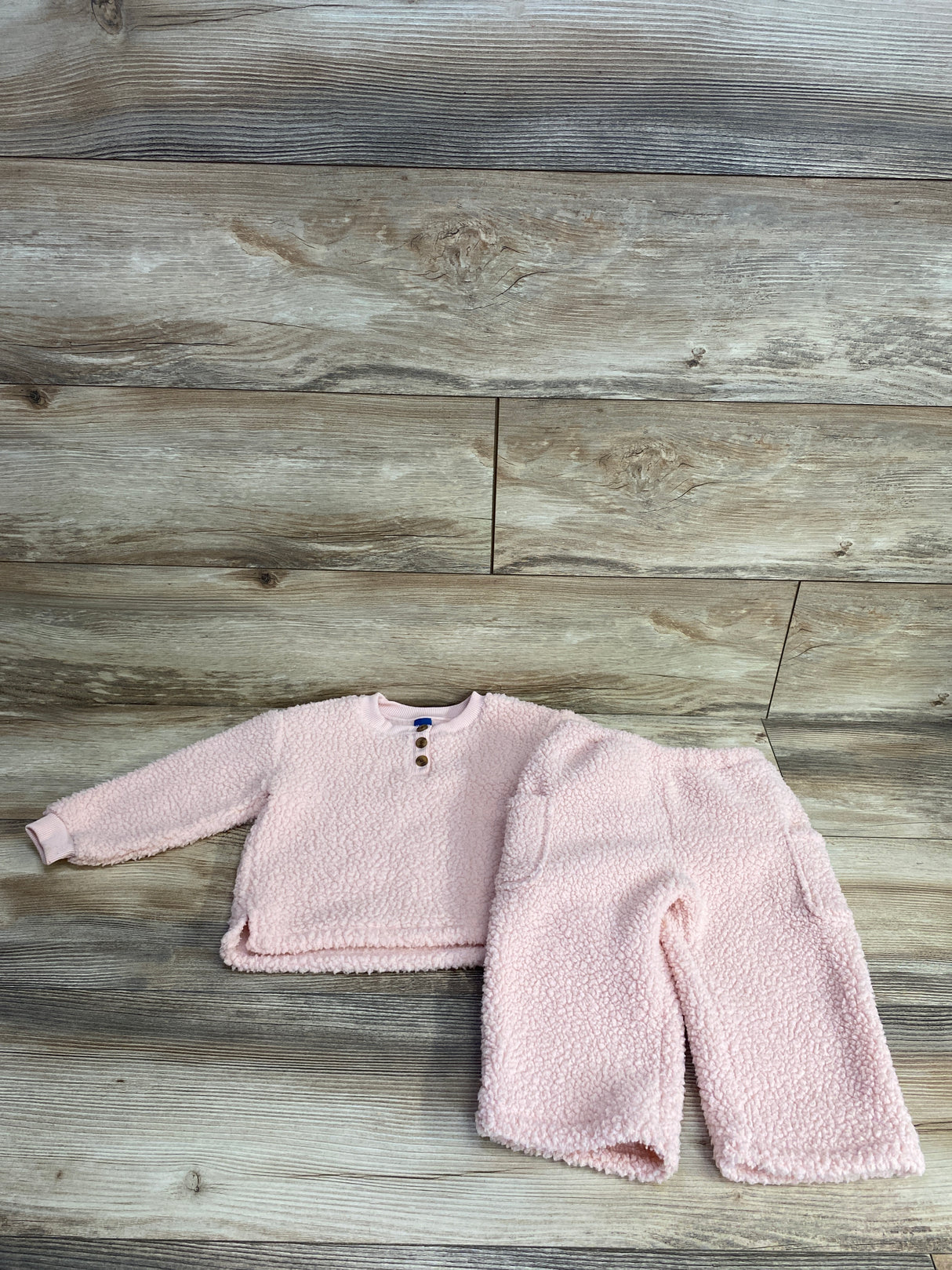 Old Navy 2pc Henley Sherpa Sweatshirt & Joggers Pink sz 18-24m